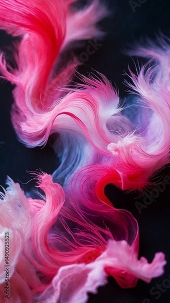 Fototapeta abstract feather like structures in shades of pink and purple against a dark background