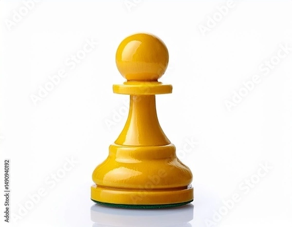 Fototapeta yellow chess pawn game piece strategy isolated on a white background