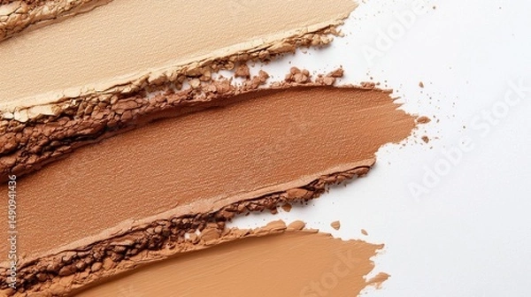 Obraz Three swatches of a makeup product on a white background.