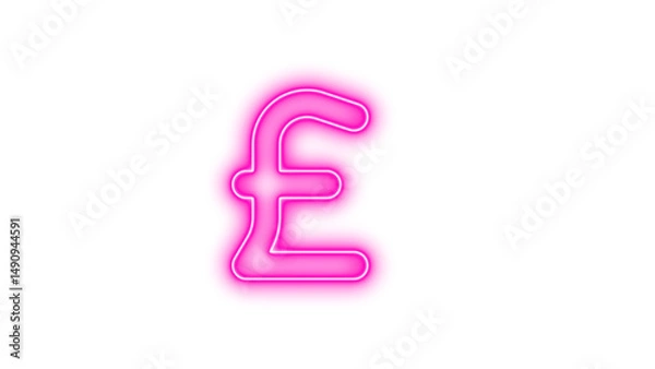Obraz Glowing Neon Pound Sterling Symbol, Neon sterling sign glow with transparent background
