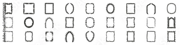 Fototapeta Barbed Wire Frame Designs Set. Edgy And Decorative Borders Collection. Isolated Vector Illustration