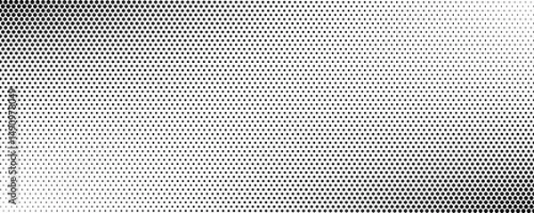 Obraz Black halftone circle dots pattern white background gradient abstract pattern. Vector texture illustration in pop art cartoon sport style. Grunge dot wave line modern.
