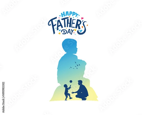Fototapeta Happy Father's day concept vector background. Father and kid with text happy father's day.
