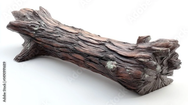Obraz Weathered Log on White Background
