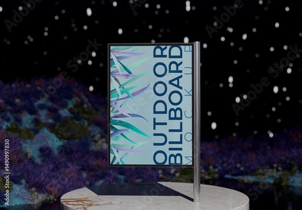 Obraz Outdoor Billboard Mockup - Surreal Night Scene
