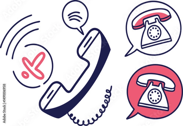 Fototapeta vector illustration of an old phone