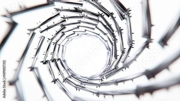 Fototapeta Abstract metallic spiral tunnel.