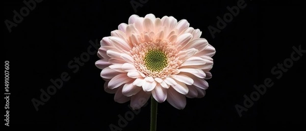 Fototapeta Single pale pink gerbera daisy on black background.