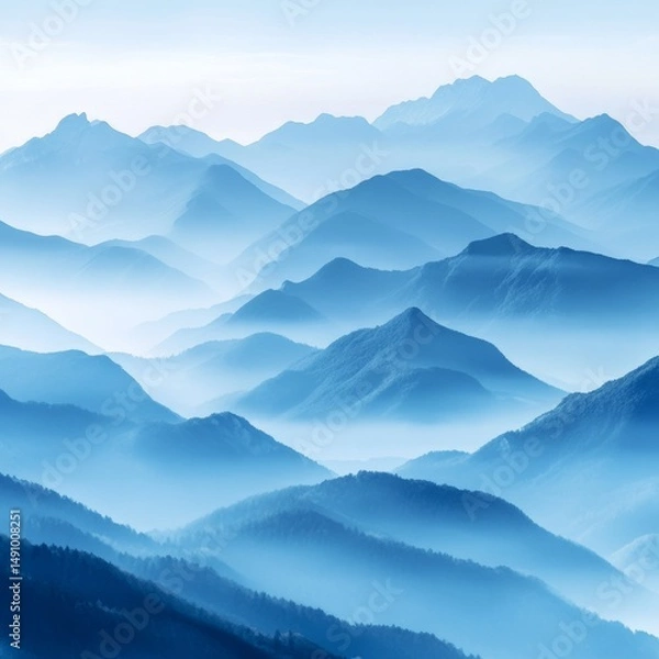 Fototapeta Mountains in the mist. Landscape with mountains. Vector illustration.