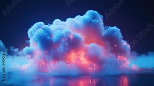 Fototapeta Glowing cloud formation above reflective surface.