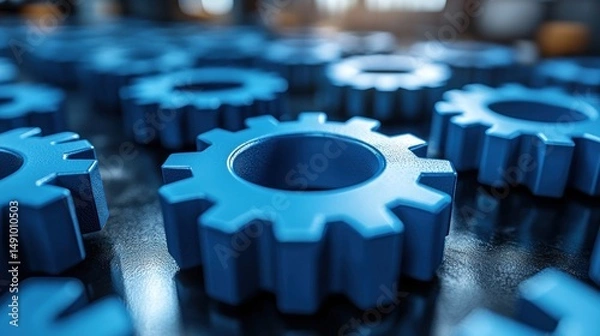 Fototapeta Blue gears array