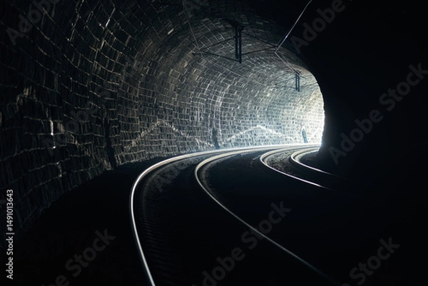 Obraz Double track railway tunnel in a curve