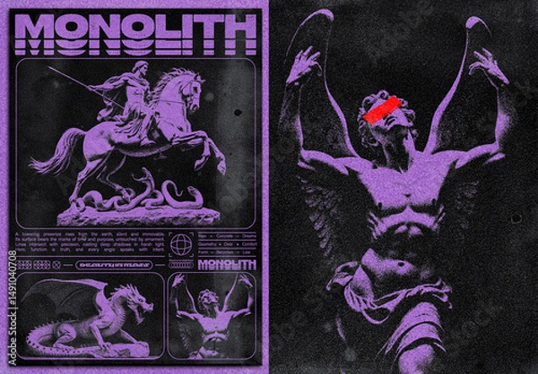 Fototapeta Brutalist Mythology Poster Layout