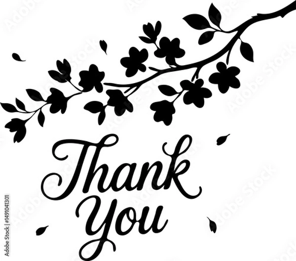 Fototapeta Thank You Floral Branch Illustration
