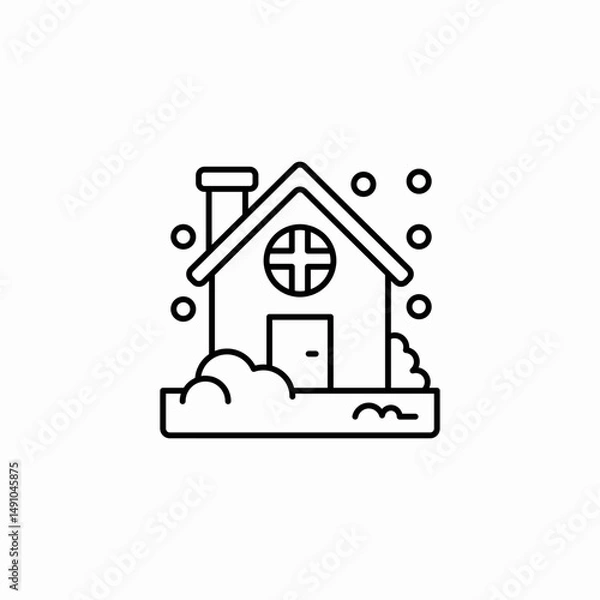 Obraz snowy house icon sign vector