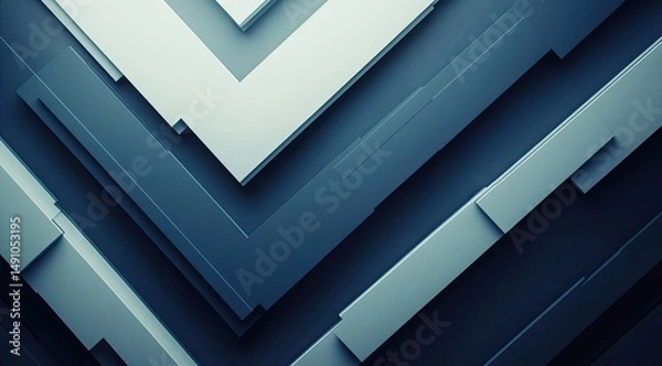 Obraz Abstract Geometric Pattern,  Blue and White Shapes