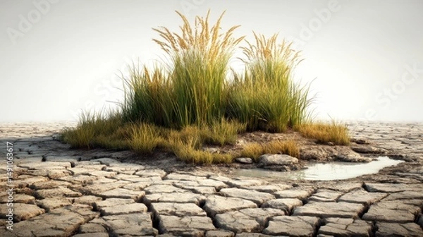 Fototapeta Arid Landscape with Sparse Vegetation