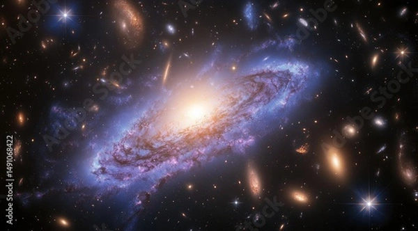 Fototapeta Cosmic Galaxy Cluster,  Celestial Nebula Background