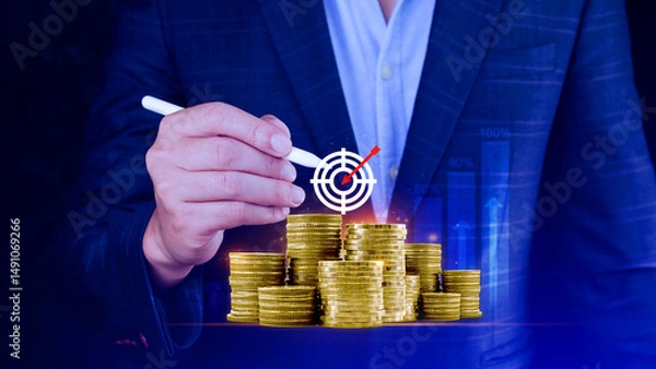 Fototapeta Savings Challenge, Saving money and financial goals or challenges concept, Turn Small Changes into Big Financial Wins. Creative Ways to Achieve Your Financial Goals.