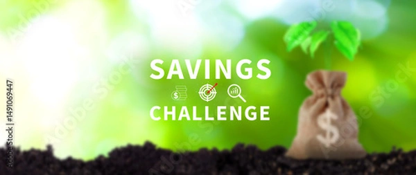 Fototapeta Savings Challenge, Saving money and financial goals or challenges concept, Turn Small Changes into Big Financial Wins. Creative Ways to Achieve Your Financial Goals.