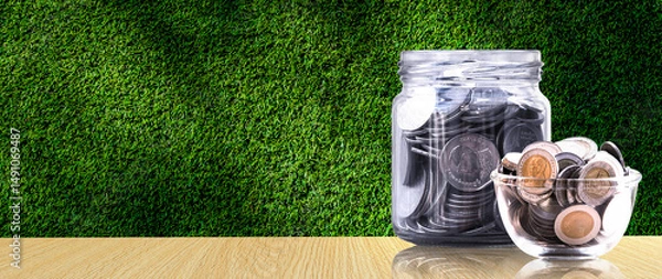 Fototapeta Savings Challenge, Saving money and financial goals or challenges concept, Turn Small Changes into Big Financial Wins. Creative Ways to Achieve Your Financial Goals.