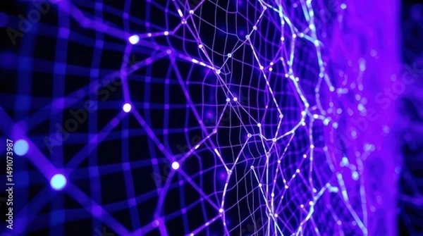 Obraz Exploring the intricate beauty of digital connections bathed in violet and blue hues