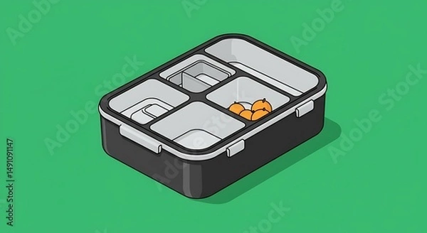 Obraz Stylized lunchbox with assorted compartments, ideal for meal prep and snacks
