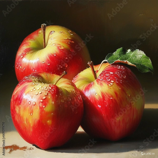 Obraz red apples with water drops