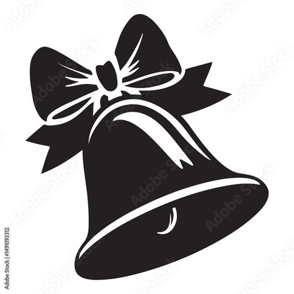 Obraz Christmas bell Vector Illustration, bell Vector Art, Christmas bell Silhouette, New Year Vector Icon element, Isolated white background
