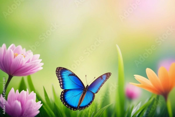 Obraz butterfly on green grass