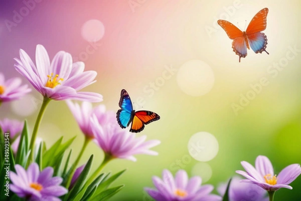 Obraz butterflies and flowers