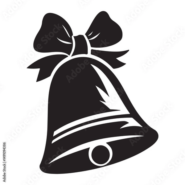 Obraz Christmas bell Vector Illustration, bell Vector Art, Christmas bell Silhouette, New Year Vector Icon element, Isolated white background