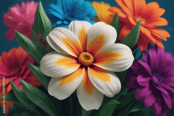 Obraz colorful flowers on black background