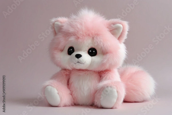 Obraz teddy bear with pink ribbon toy