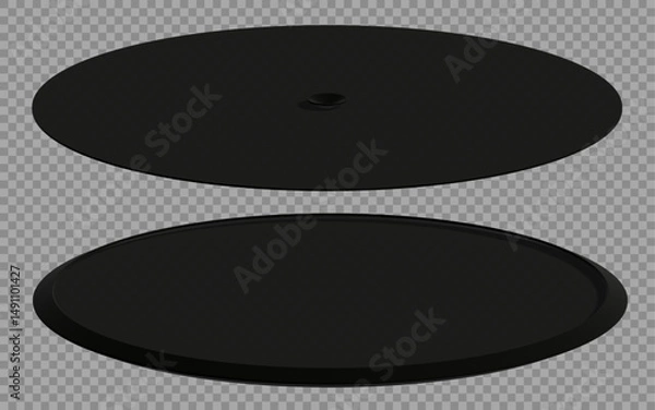 Obraz Black Round Stand – 3D Model Isolated on Transparent Background