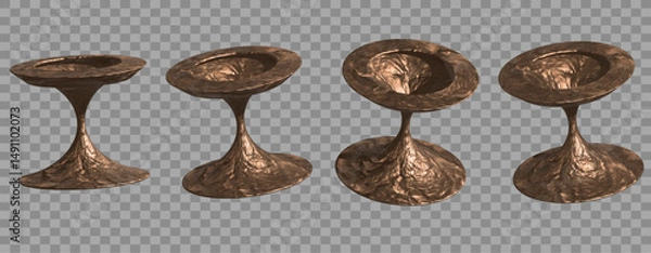 Obraz Bronze Vintage Pedestal – Abstract 3D Decorative Stand with Twisted Design