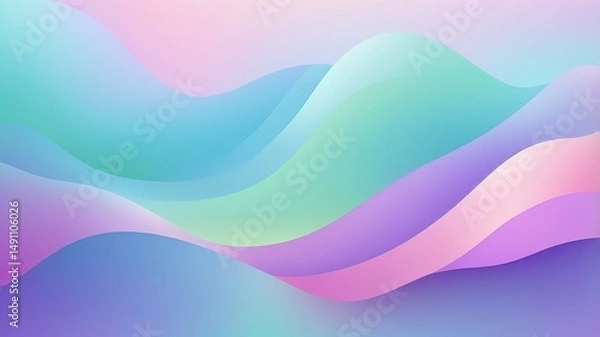 Obraz Blue, purple, green gradient. Soft pastel color gradient. Holographic blurred abstract background.