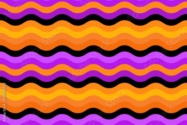 Fototapeta Seamless pattern of identical multi-colored wavy stripes