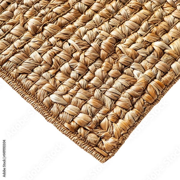 Fototapeta Modern Eco Straw Mat with Natural Woven Texture Isolated on Transparent Background
