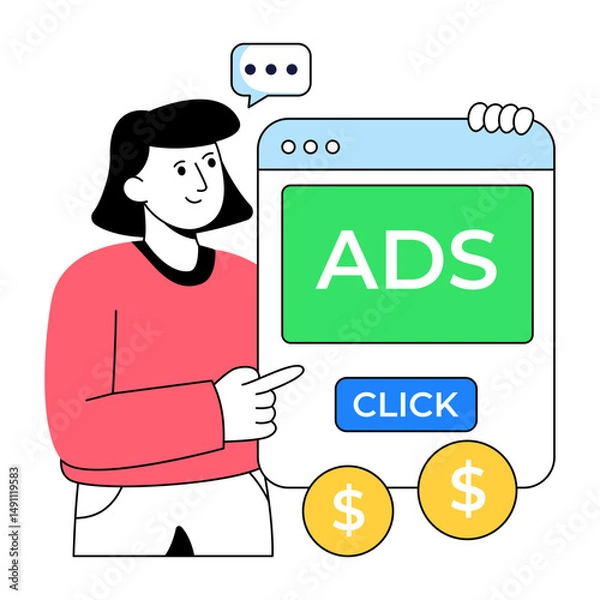 Obraz Readily available illustration of paid ad