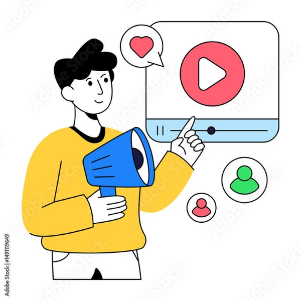 Obraz A creative design illustration of video marketing