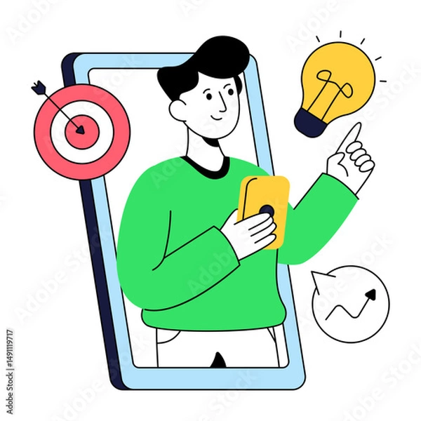 Obraz A flat design illustration of creative person