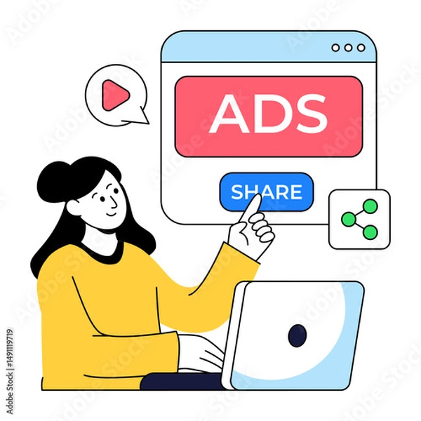 Obraz A flat design illustration of share ad