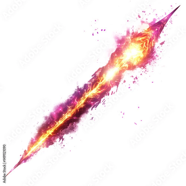 Fototapeta A Glowing Plasma Core Arrow with Gamma Ray Bursts Isolated on Transparent Background