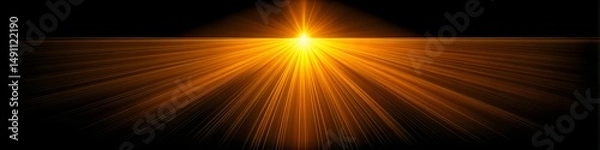 Obraz Celestial Radiance: A brilliant burst of golden light emanates from the center, casting out rays of brilliance and illumination against the infinite black canvas of space.
