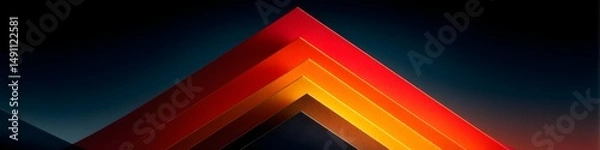 Obraz Geometric Prism of Colors: A mesmerizing display of layered, colorful geometric shapes forming an abstract, eye-catching triangular design, creating a vibrant visual impact.