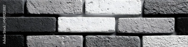 Obraz Brick Wall Texture: A close-up shot reveals the intricate texture of a brick wall, showcasing a variety of shades of gray and white bricks arranged in a traditional pattern.