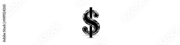 Obraz Monetary Symbol's Silhouette: An elegant, solitary dollar sign, meticulously rendered in a monochromatic aesthetic. This simple yet powerful design speaks volumes, a minimalist emblem of finance.
