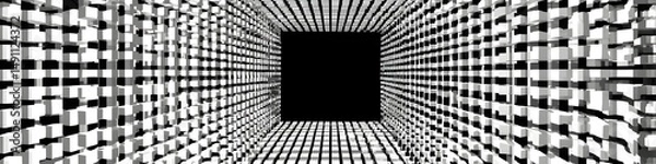 Obraz Perspective of Infinite Possibilities: An artistic image captures a mesmerizing journey into infinity, where lines and shadows converge, drawing the eye towards a dark center and evoking curiosity