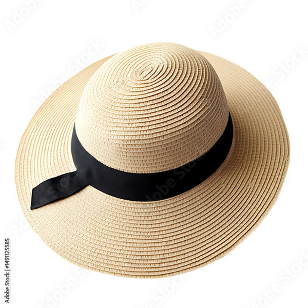 Obraz Sleek Wide Brim Sun Hat with a Contemporary Minimal Design Isolated on Transparent Background